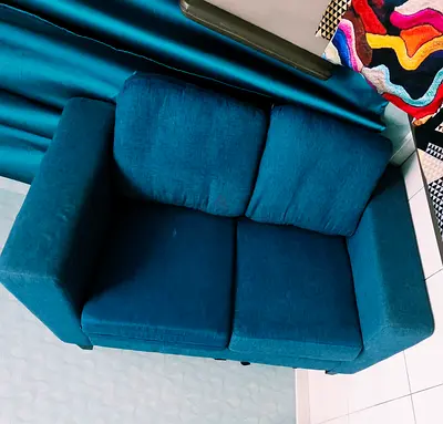 Blue 2-Seater Fabric Sofa in Good Condition