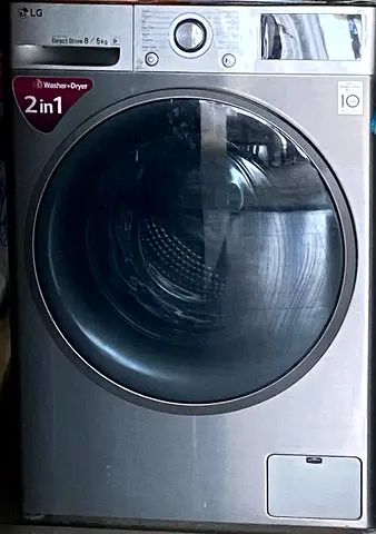 LG 2-in-1 Front Load Washer Dryer 8kg/5kg - Silver, Good Condition