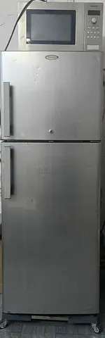 Steel Double Door Refrigerator (with microwave.Good Working Condition frige 350aed 200aed microwave