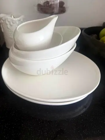 White Ceramic Plate and Bowl Dining Set