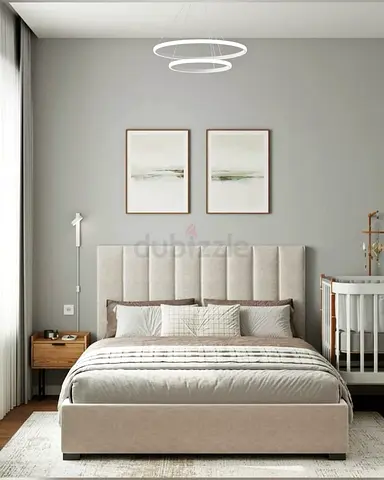 Modern Upholstered Bed Frame with Fluted Headboard