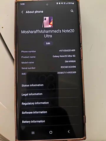 Samsung Galaxy Note20 Ultra 5G - SM-N986N, Good Condition