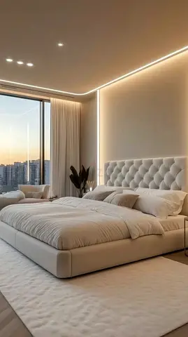Modern Upholstered Bed with Tufted Headboard