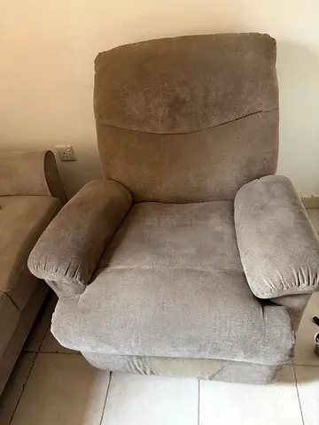 Comfortable single recliner armchair - light brown fabric