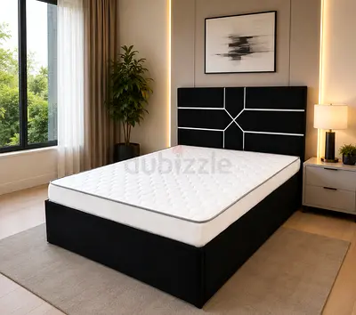 Black wooden Queen Fabric Bed Frame New For Sale