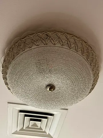 Ceiling flush mount light fixture - glass and brass finish