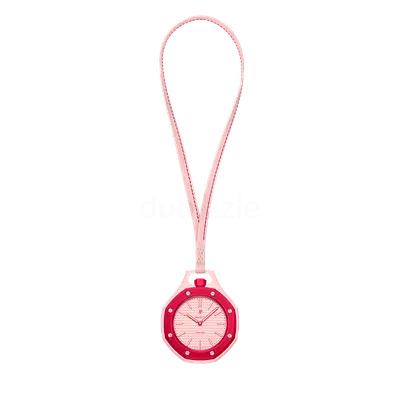 Pink pendant pocket watch on strap - compact women's accessory