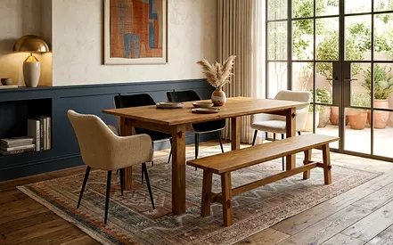 Modern Wooden Dining Set with Chairs and Bench