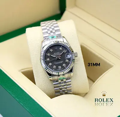 Rolex 31mm Stainless Steel Ladies Watch with Diamond Markers
