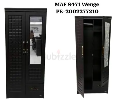 Wenge 2-Door Wardrobe with Mirror and Drawer - Good Condition