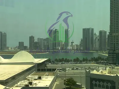 Three-bedroom apartment with a living room for rent in Al Taawun with a panoramic sea view