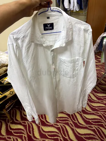 White casual long-sleeve linen shirt - size M
