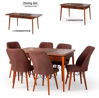 Extendable Solid Wooden Dining Table with 6 Chairs New For Sale