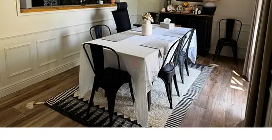 Wooden table and set of 6 chairs