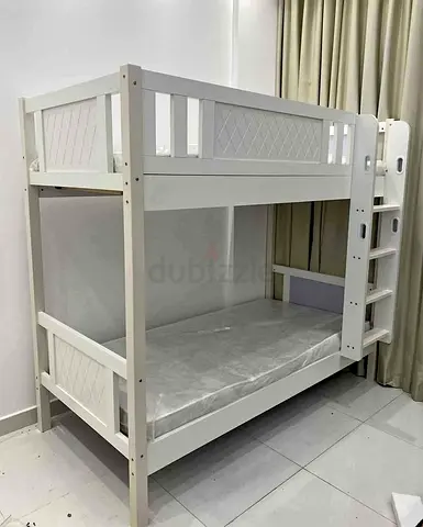 White Wooden Bunk Bed with Ladder - Good Condition