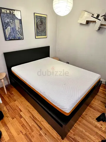 Ikea Queen Black Malm bed frame including Ikea Queen Mattress