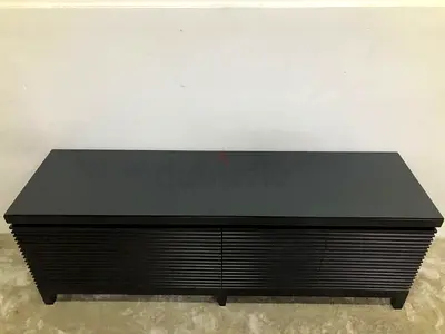 Solidwood TV table with glass top