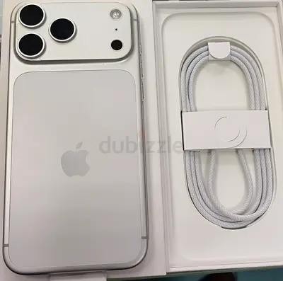 Silver Apple iPhone in box with original braided Lightning cable — like new