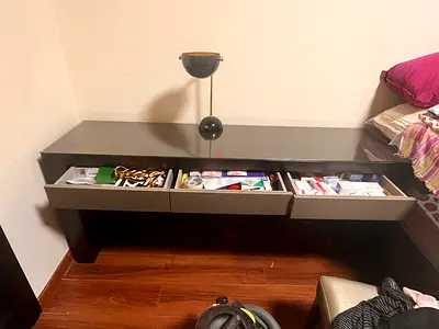 A table with 3 drawers, 1 chair. table/study table with chair
