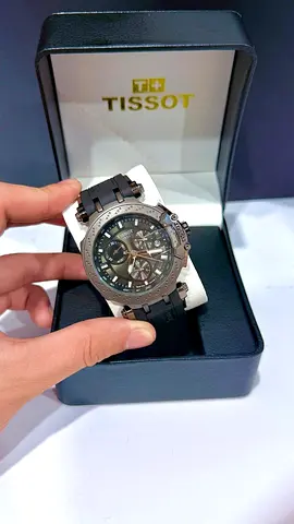 Tissot men's chronograph watch with black rubber strap - good condition