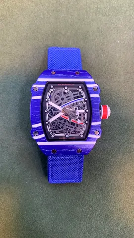 Richard Mille Blue skeleton dial sport watch with fabric strap