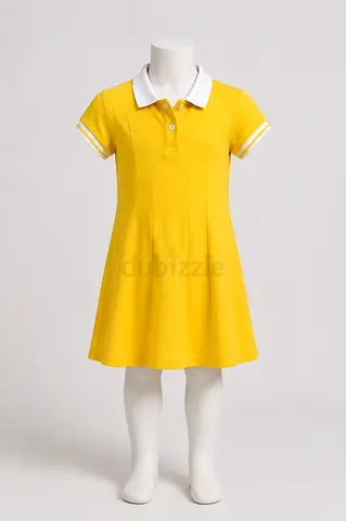 Yellow Polo Dress for Girls - Cotton Blend, Size Kids
