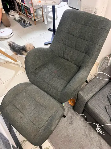 Modern Grey Chair with Ottoman