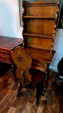 Wooden Desk with Hutch and Matching Chair