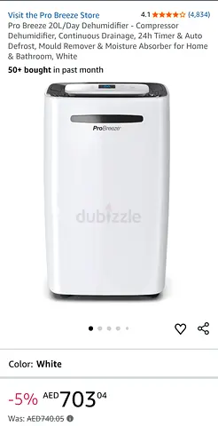 Pro Breeze 20L Dehumidifier