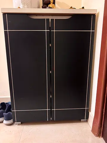 Black 2-Door Shoe Cabinet / Small Wardrobe - Good Condition