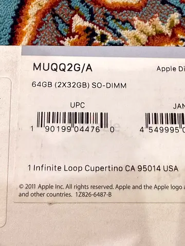 Apple 64GB (2x32GB) SO-DIMM MUQQ2G/A memory module original packaging