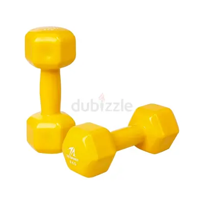 Hex Vinyl Dipping Dumbbell Db2121 Yellow 6Kg*2 - Brand New