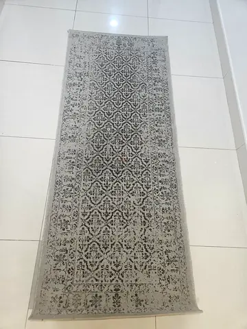 Grey patterned runner rug - good used condition