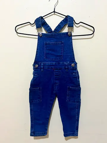 Dark blue denim toddler overalls / dungarees - size small