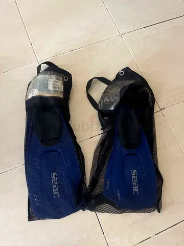 SEAC short snorkeling fins (pair) in mesh bag - blue
