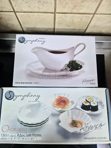 Symphony Atresco porcelain dinner and gravy set - brand new in boxes