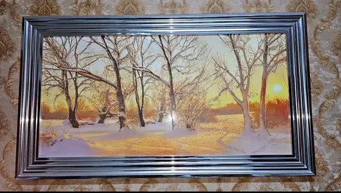 Framed Winter Landscape Print with Silver Frame