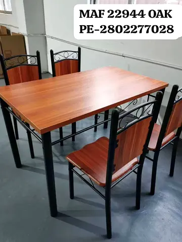 Oak Finish Rectangular Dining Set with 4 Chairs