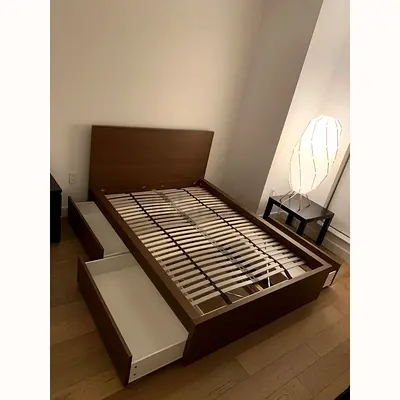 IKEA Brown MALM Double Storage Bed with IKEA Mattress 140 x 200 cm