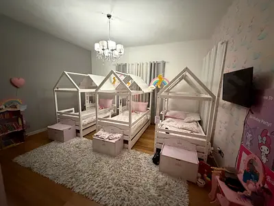 Set of 3 White House-Frame Kids Beds — Perfect for Siblings