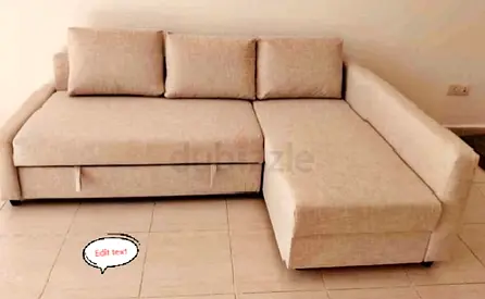 IKEA L Shape Sofa cum bed with big storage and you can fix the storage left or right anyside you wan