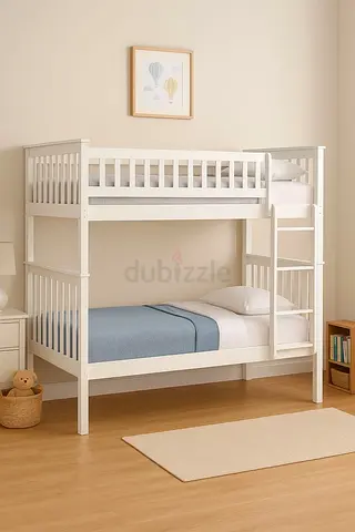 White Wooden Bunk Bed for Kids Room
