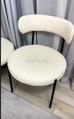 2 modern white & black circle chairs