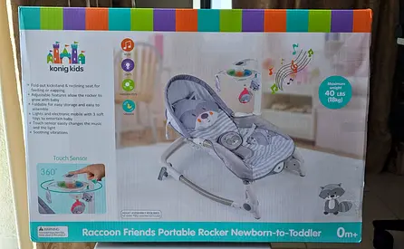 Konig Kids Raccoon Friends Portable Rocker - Newborn to Toddler (0m+)
