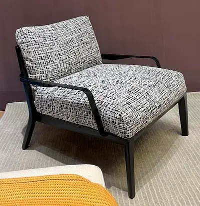 Modern Single Accent Armchair with Black Frame and Patterned Upholstery