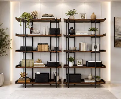Crate and barrel x2 Beckett 5-High Shelf Sable