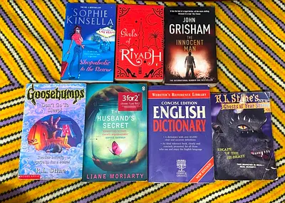 Assorted Paperback Fiction & Kids Books + English Dictionary - Good Condition