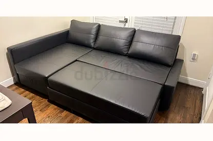 IKEA Modern black Leather Pull Out Sofa Bed