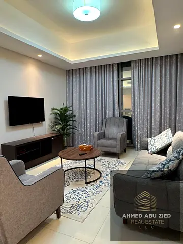 Fully furnished one bedroom and living room for annual rent in Gulf Towers Al Rashidiya 1 Ajman, master bedroom, 2 bathrooms, gym, swimming pool, park