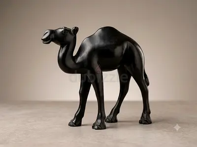 Hand-carved wooden Black Camel Figurine - Decorative Collectible (35cm height)